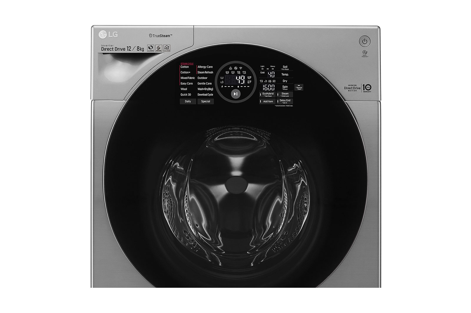 LG 12/8kg Silver Washer Dryer Combo, TWINWash Upgradable, TrueSteam, ThinQ, Silver, FH6G1BCHK6N