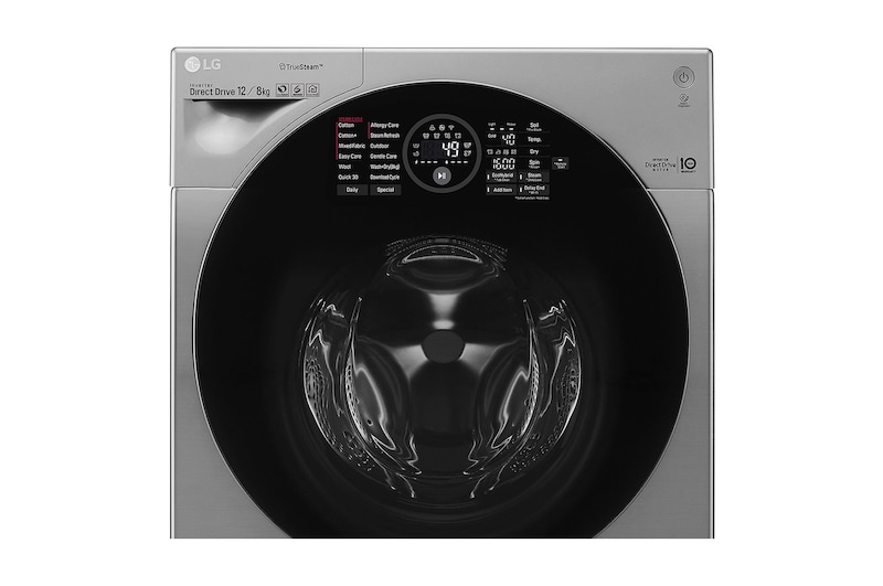 LG 12/8kg Silver Washer Dryer Combo, TWINWash Upgradable, TrueSteam, ThinQ, Silver, FH6G1BCHK6N