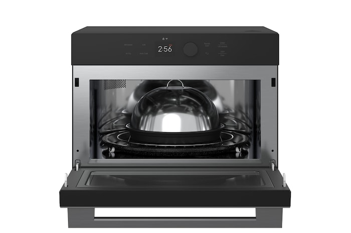 Open-door front view of the SolarDOM™ with the steam cover accessory inside.