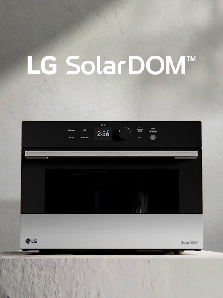 This image shows an LG cooking appliance, such as an oven, set against a black background.