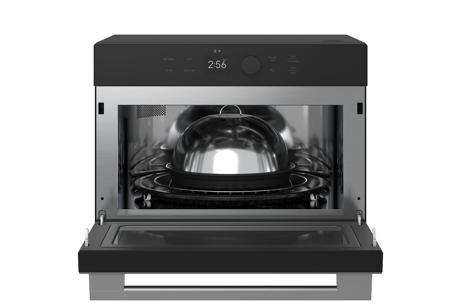 Open-door front view of the  SolarDOM™​​ with the steam cover accessory inside.
