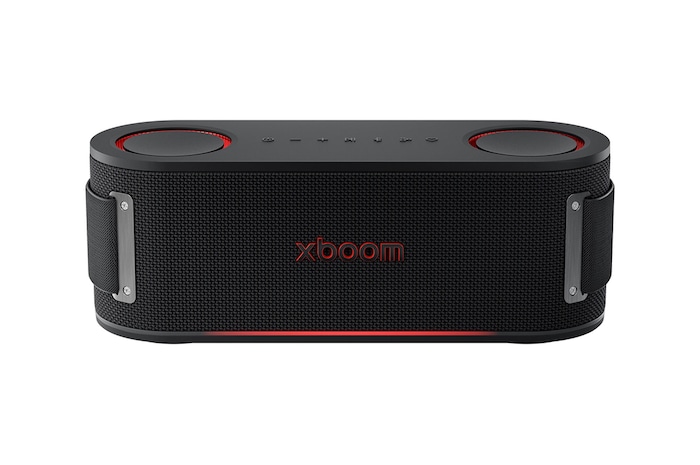 Front view of LG xboom Bounce by will.i.am | Bluetooth Speaker | xboom Signature Sound with Upward Passive Radiators
