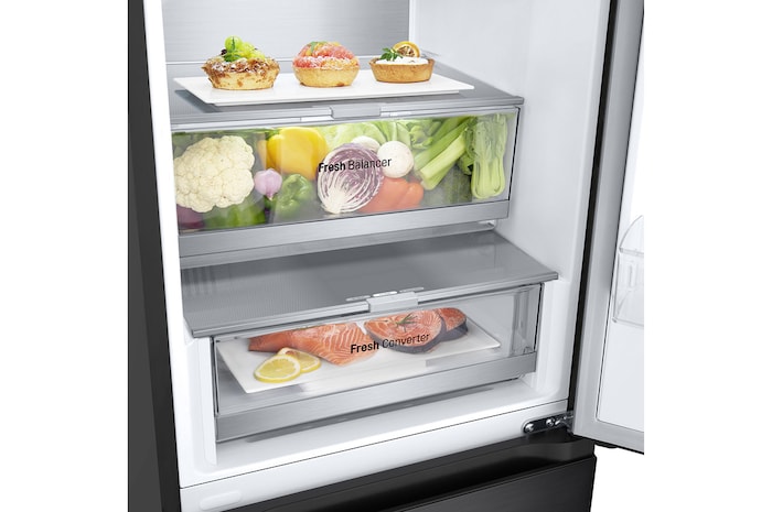 LG 376L Bottom Freezer with Door Cooling+™ in Black Finish, GC-F459FSUW