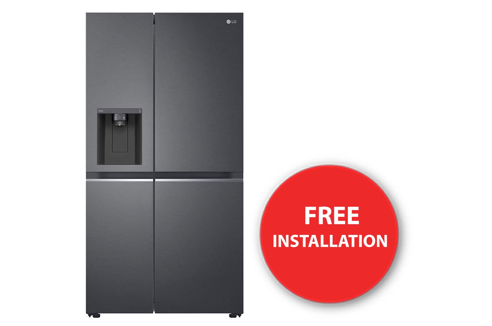 LG 611L Side by Side Fridge with Uvnano™ Ice & Water Dispenser in Black Finish, GC-L257SQSL