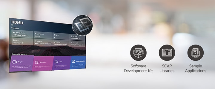 This consists of a total of three images illustrating the steps for securing three cabinets, attaching LED modules, and connecting the power cable.	