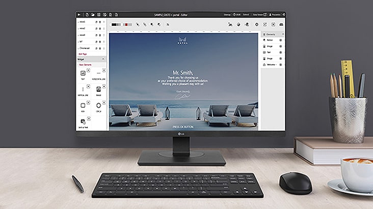The solution's editor screen is visibly active on the display.