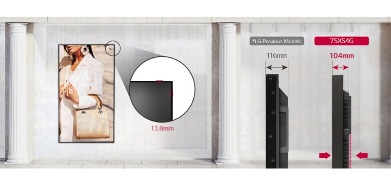 75XS4G is installed close to the window and has a high level of immersion in the display due to its thin bezel and width.