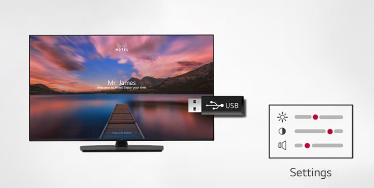 The USB with a copy of another TV's setting is helping to set up a new TV.