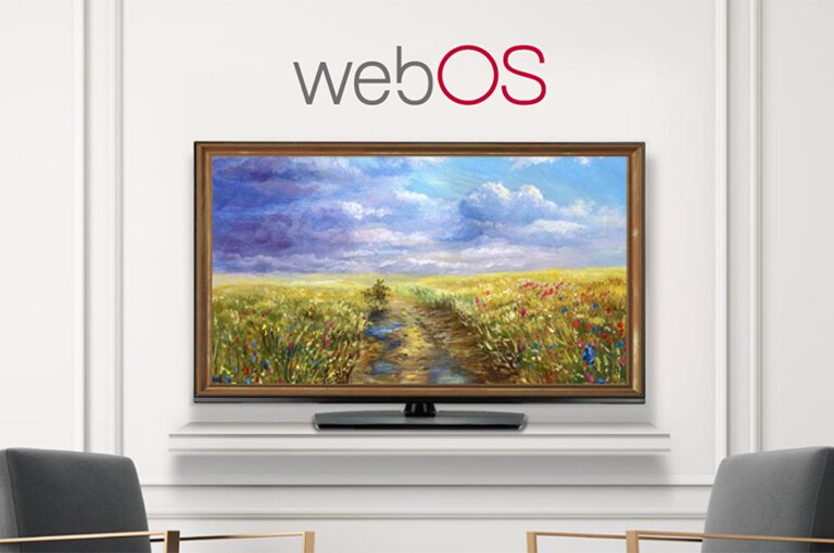 A TV is screening an art piece with Gallery Mode based on webOS 5.0.