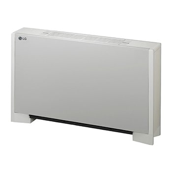 O LG Ceiling Suspended ARNU24GCFU4 tem o formato de um quadrado plano e pernas para ficar apoiado no chão. Uma saída de ar é instalada na parte superior.