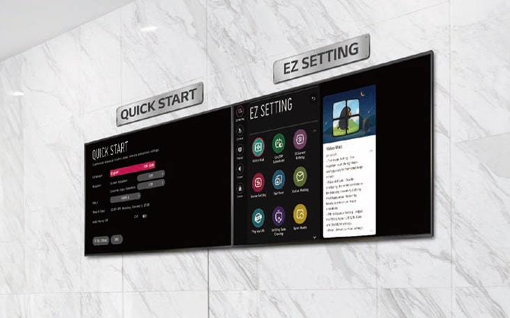 Esta imagem mostra telas de configurações de TVs com webOS.