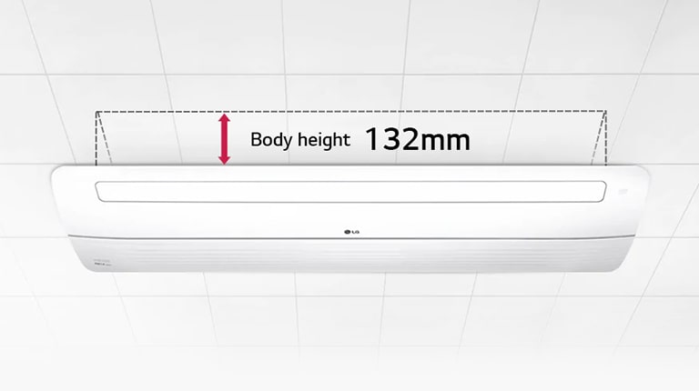 A Image of a 1 way cassette with a slim height that can be installed flexibly anywhere.