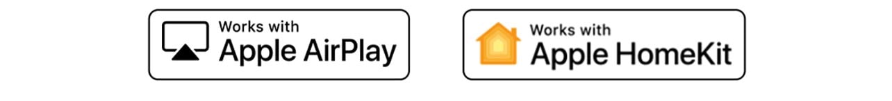 Detalles que muestran logotipos de Hey Google, Alexa, Apple Airplay y Apple HomeKit en los que ThinQ AI es compatible.