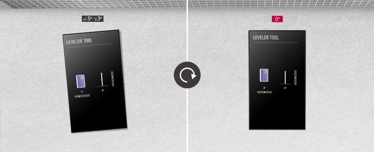 Um monitor é instalado sem inclinação com uso da ferramenta niveladora.
