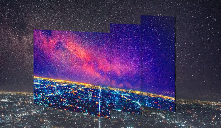 LG MAGNIT Integrado, os módulos da série LAAA se unem para formar uma tela grande que exibe cores precisas e vistas noturnas nítidas.