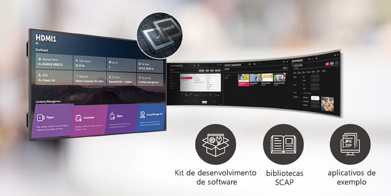 Várias tarefas podem ser realizadas simultaneamente com a interface gráfica intuitiva.