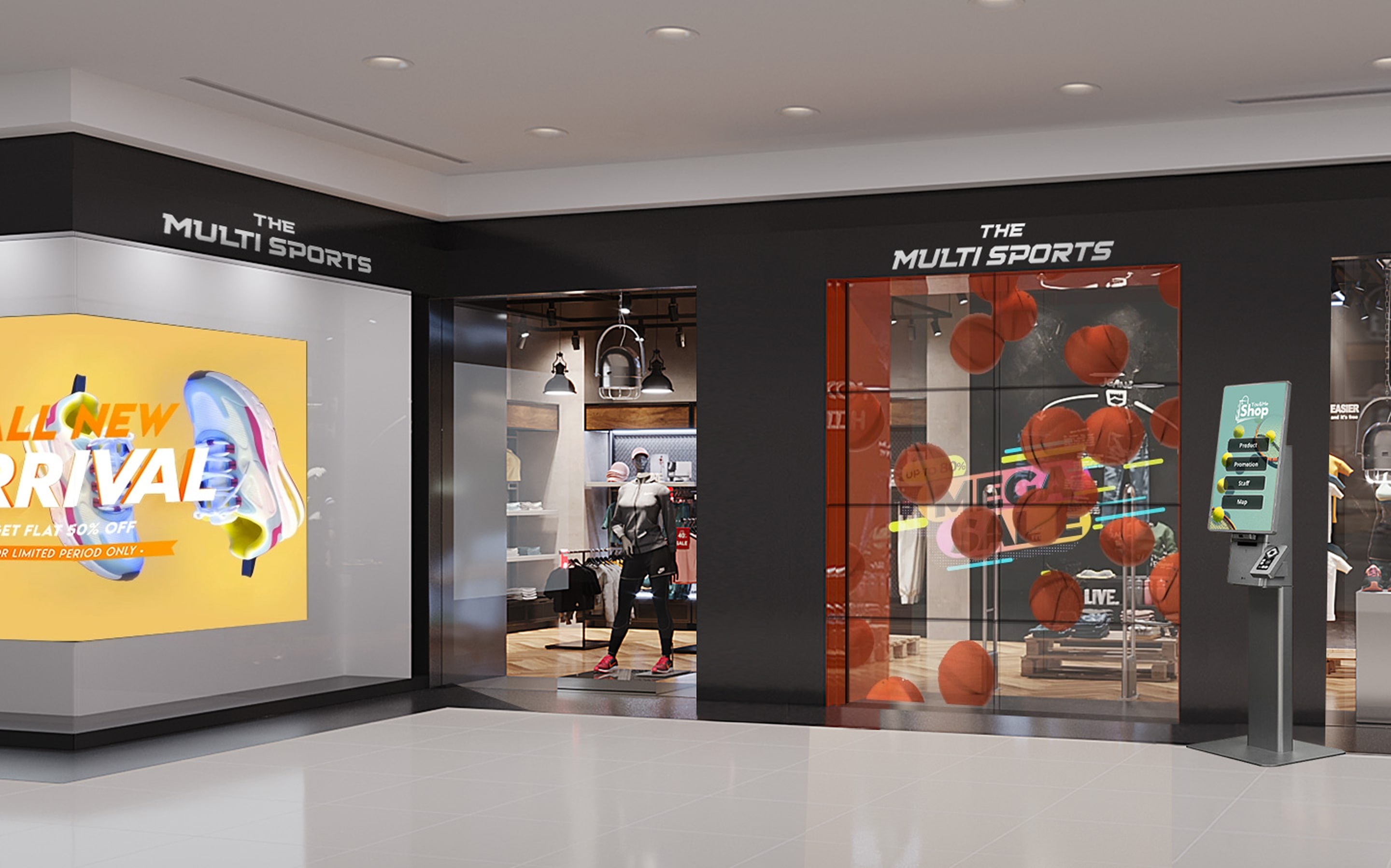 Complex mall shopping area