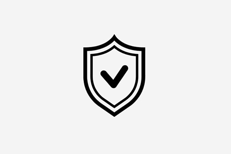 A shield has a checkmark at the center.