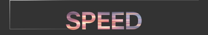 The word 'SPEED' in large gradient letters centered on a dark background with a thin outlined box extending from the left.