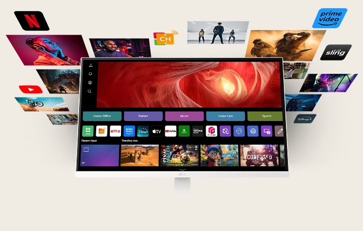 A photo showcasing various content on WebOS.