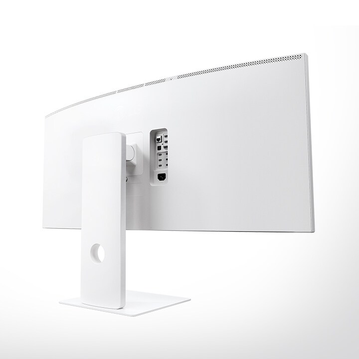Rear view of UltraFine monitor in a white background