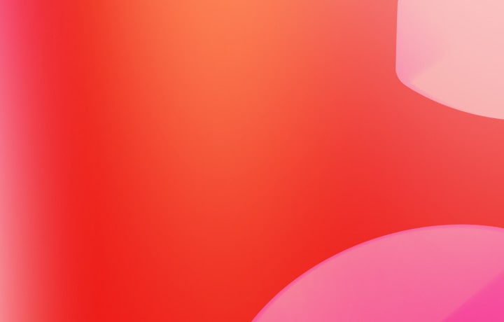 Fondo rojo abstracto con grandes formas de gradiente rosa superpuestas, creando un diseño moderno y minimalista