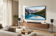 Sala de estar residencial moderna con electrodomésticos inteligentes y sistemas de entretenimiento para el hogar