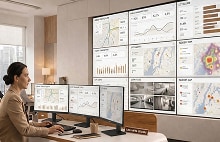 Sala de control con sistemas de monitoreo integrados para operaciones basadas en datos y toma de decisiones
