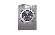 Lavadora comercial LG de carga frontal en color plata