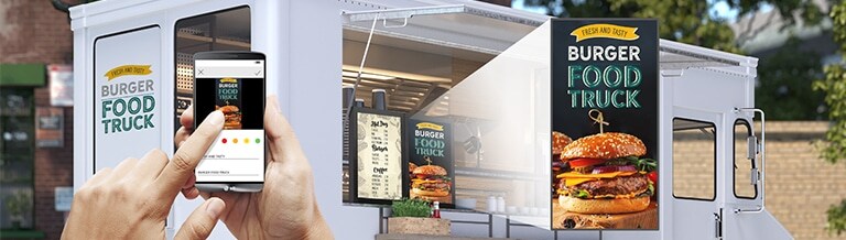 El propietario de la tienda puede simplemente crear el contenido del menú en el tablero del menú mediante la aplicación móvil.