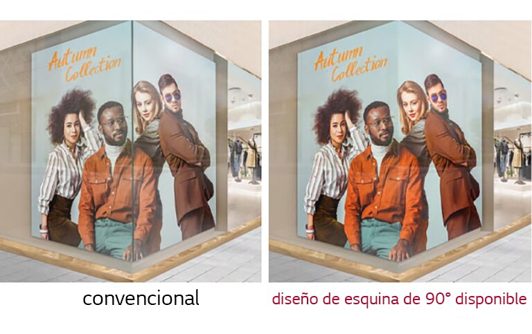 diseño de esquina de 90° disponible