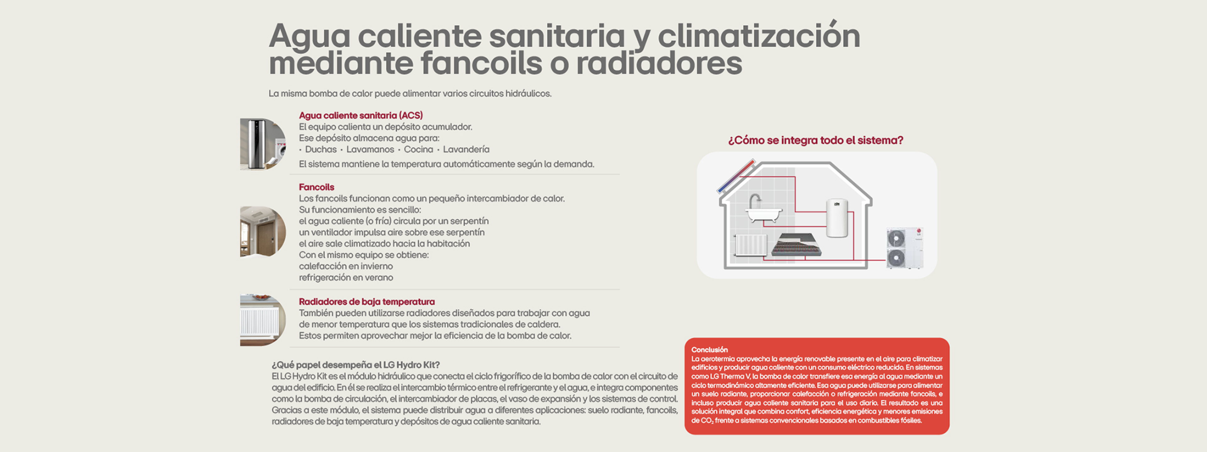 Agua caliente sanitaria y climatización mediante fancoils o radiadores