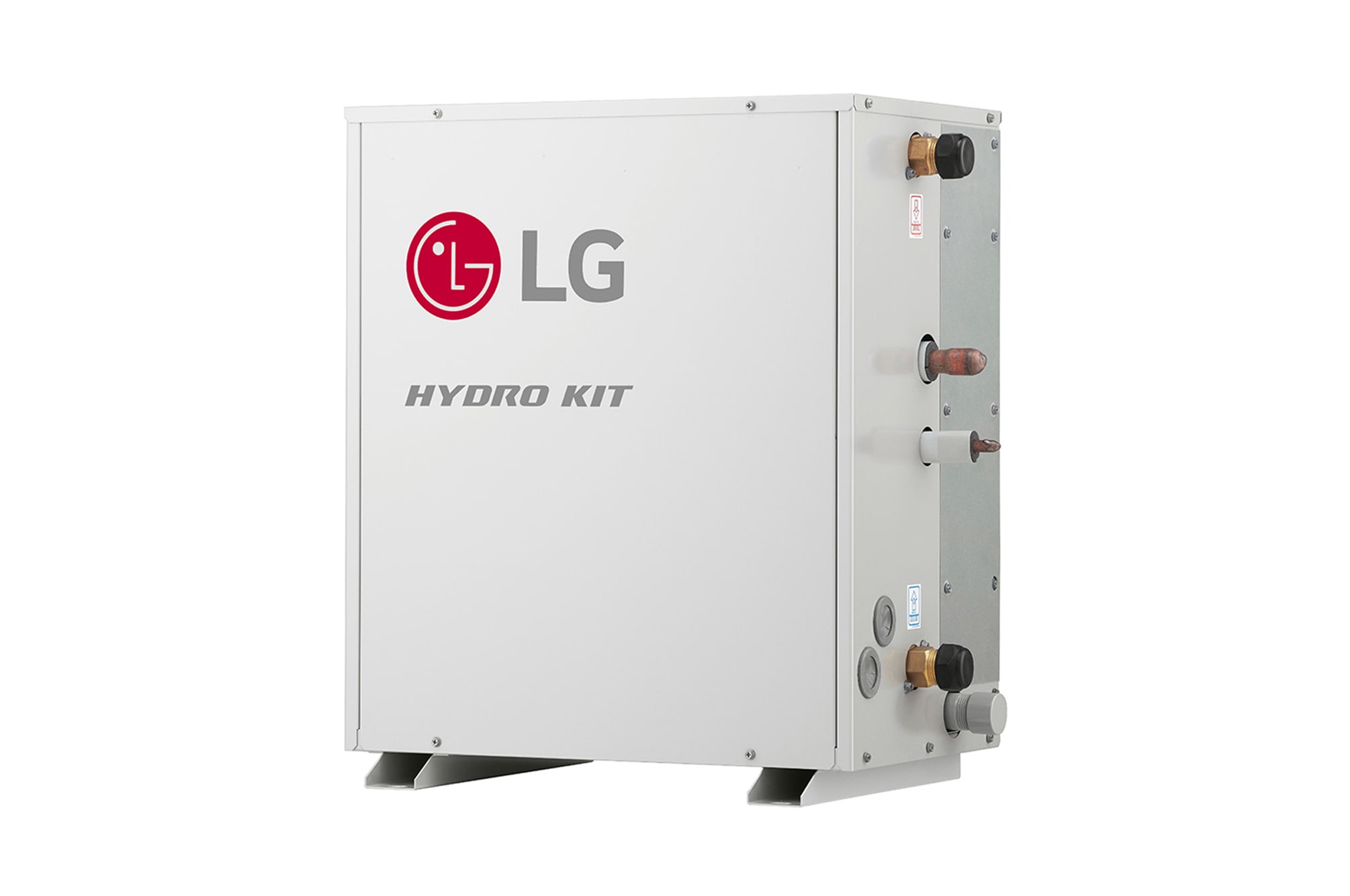 LG Hydro Kit ARNH04GK2A4 tiene una forma de paralelepípedo rectangular largo y cuenta con varias entradas en su lateral.
