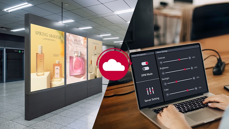 Dieses Bild zeigt ein Display, das über einen PC ferngesteuert und verwaltet wird.