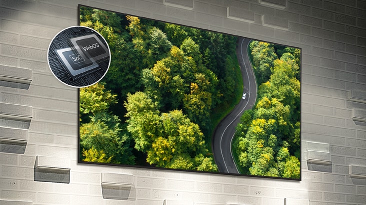 Dieses Bild hebt eine Anzeige hervor, die hochauflösende Inhalte abspielt und die Fähigkeiten des Hochleistungschips zeigt.