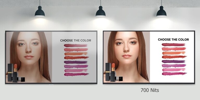 UH7J-H hat eine Helligkeit von 700 Nits, sodass Inhalte auch bei starkem Lichteinfall klar und deutlich sichtbar ist.