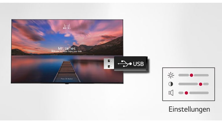 Die Einstellungsdaten des Displays können auf einem USB-Gerät gespeichert und auf andere Displays übertragen werden.