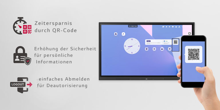 Die Anmeldung erfolgt ganz einfach über einen QR-Code, was Zeit bei der Unterrichtsvorbereitung spart und die Sicherheit der persönlichen Daten durch einfaches Abmelden erhöht.