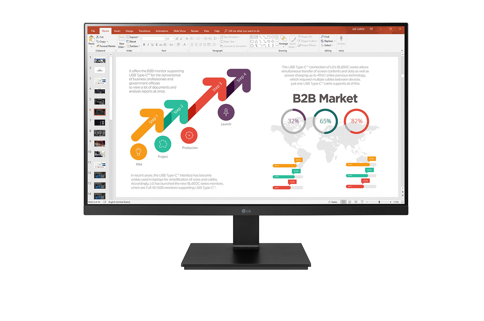 LG 23,8" Full HD IPS-Monitor, 24BL650C-B