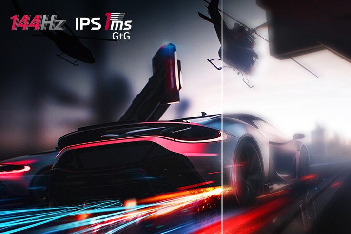 Es ist ein Vergleich Animationen eines fahrenden Autos im Spiel, wenn die 144HZ und 1ms (GtG) angewendet und nicht.