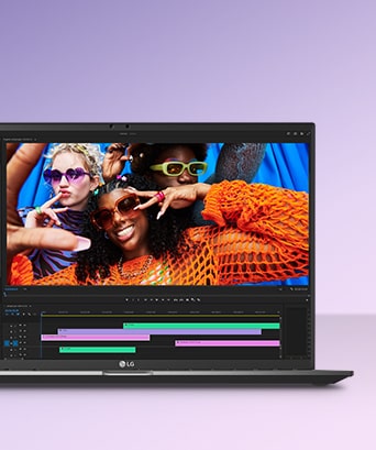 Das Bild zeigt einen Laptop mit leuchtenden Inhalten auf dem Bildschirm, die lebendige Farben und detaillierte Bilder hervorheben. Der Text oben lautet: „IPS-Premium-Display“, das die hochwertige Bildschirmtechnologie hervorhebt.