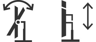 Neigbarer und höhenverstellbarer Monitor.