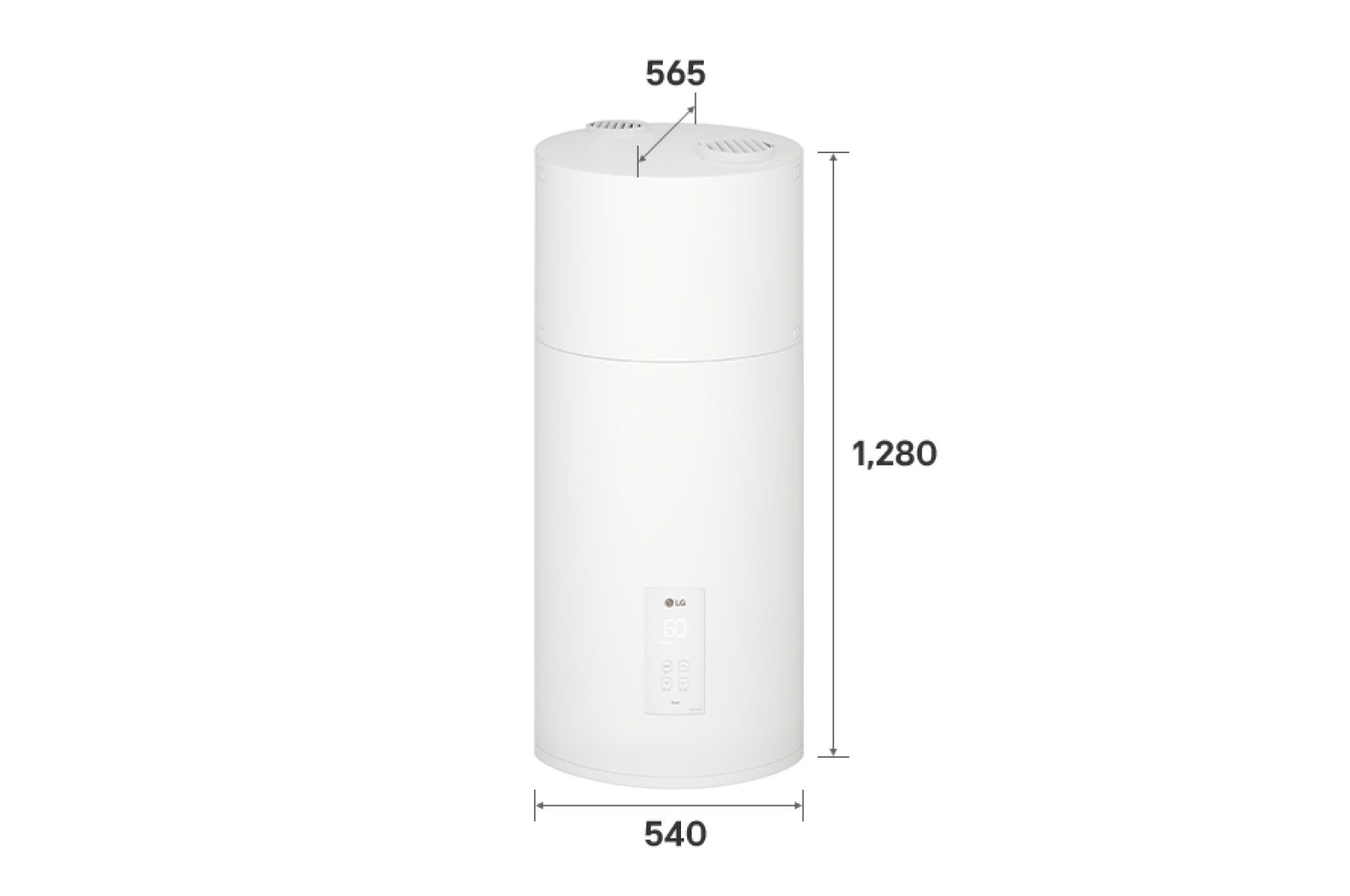 LG Air to Water Heat Pumps HM051MRS UA40, right angle view of a black outdoor unit featuring a grey wavy grille.