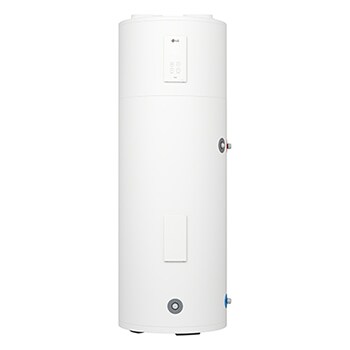 LG Air to Water Heat Pumps  HM051MRS UA40, front view of a black outdoor unit featuring a grey wavy grille.