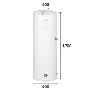 LG Air to Water Heat Pumps  HM051MRS UA40, right angle view of a black outdoor unit featuring a grey wavy grille.