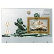 Vue avant de Affichage tactile OLED transparent | 55 pouces | Technologie tactile P-Cap | Façade en verre trempé LG 55EW5TK-A