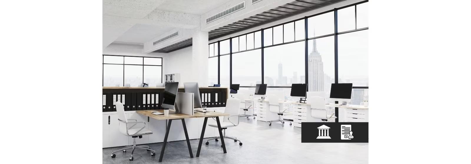 Bureau avec système de climatisation au plafond