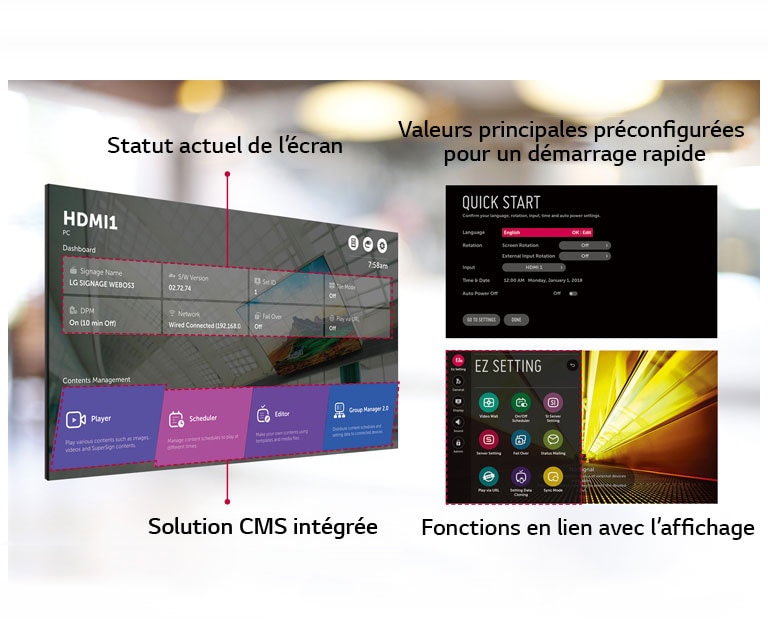 Plusieurs tâches peuvent être accomplies simultanément avec l’interface utilisateur graphique intuitive.