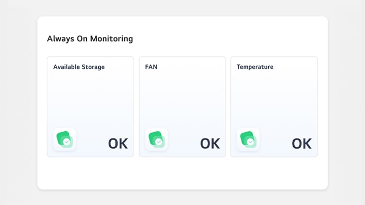Cette image montre un exemple de l’écran Surveillance permanente affiché dans LG ConnectedCare.