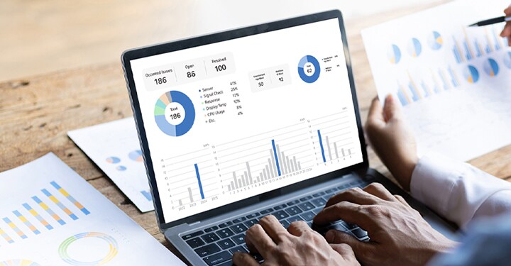 Il s’agit d’une image illustrée expliquant le rapport d’analyse fourni par LG ConnectedCare.